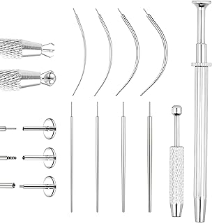 Piercing Taper Ball Grabber Tool for Jewelry Change – 14G 16G 18G 20G Stainless Steel Applicator, Flat Back Earrings, Threadless Insertion Pin, Body Piercing Kit for Ear, Nose, Lip Piercings