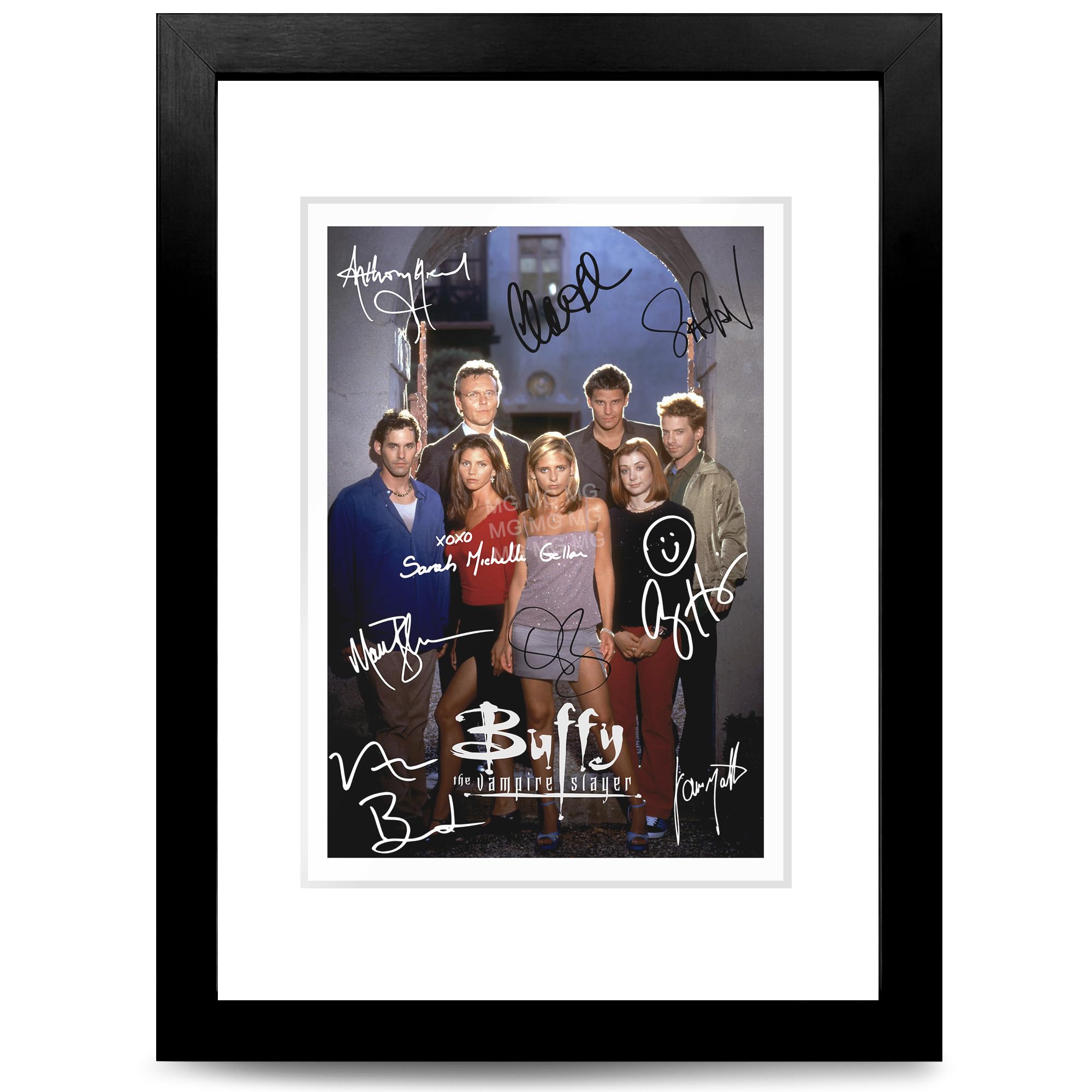 Mounted Gifts Trading A4 Framed & Mounted Buffy The Vampire Slayer Cast Signed Autograph Poster Photo Print Framed Memorabilia Tv Show Series Season Gift (A4 Framed & Mounted)