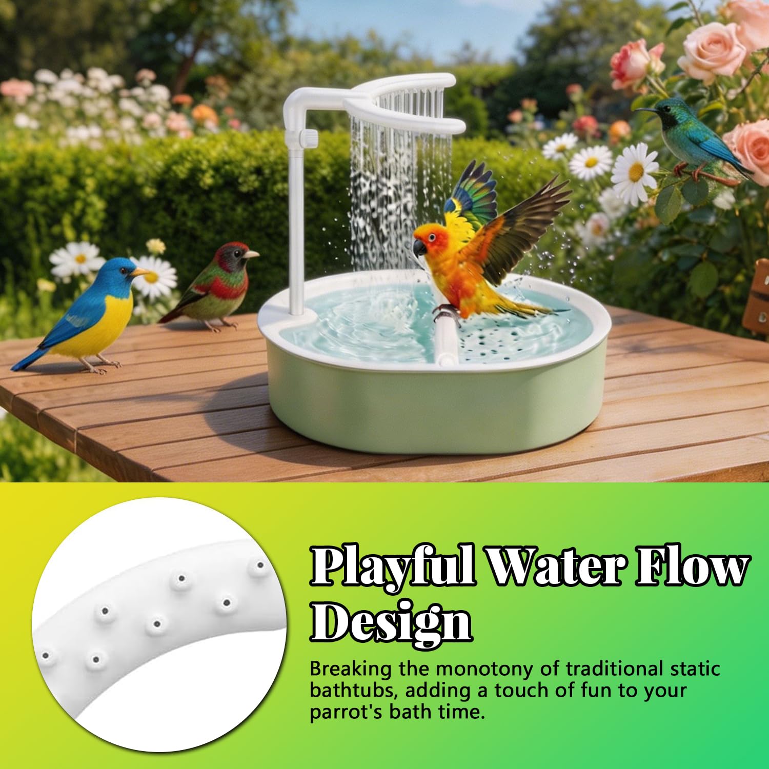 Douche pour oiseaux, Bain automatique pour oiseaux, Douche pour perruches, Baignoire Automatique Oiseaux avec circulation de l'eau, Bird Shower Bath pour inséparables, perruches, oiseaux domestiques