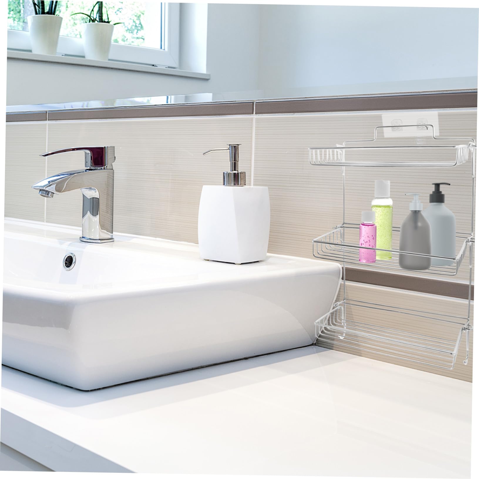 Toyvian Portaoggetti da Parete in Acciaio Inossidabile Argento, Scaffale da Bagno Pieghevole con Fondo Cavo, Organizzatore Salvaspazio per Cosmetici e Prodotti per L'igiene