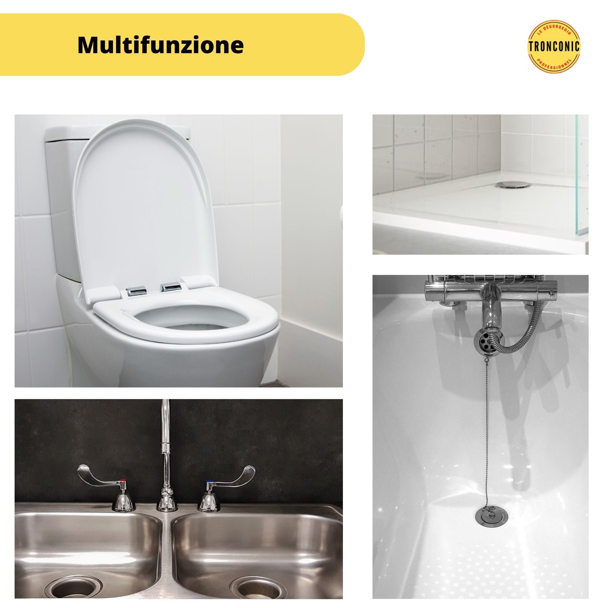 Tronconic - 80 KG di aspirazione - stura lavandini e scarichi - sturalavandino - stura wc - sturatubi - ventosa sturalavandini - Made in France…