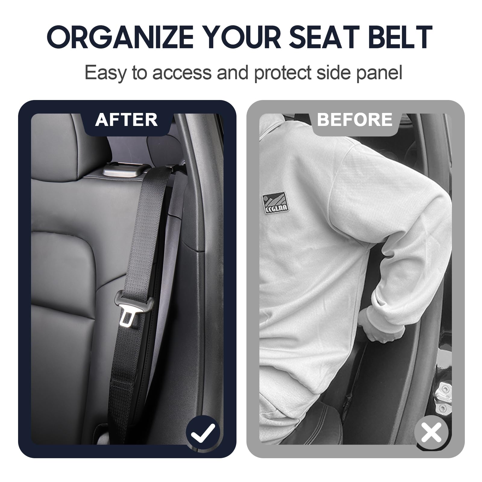 Rislobx 2 Pack Seat Belt Guide Holder for Tesla Model Y, ABS Backseat Seat Belt Organizer, Automotive Interior Accessories Compatible with Tesla Model Y 2021-2024 (Black)