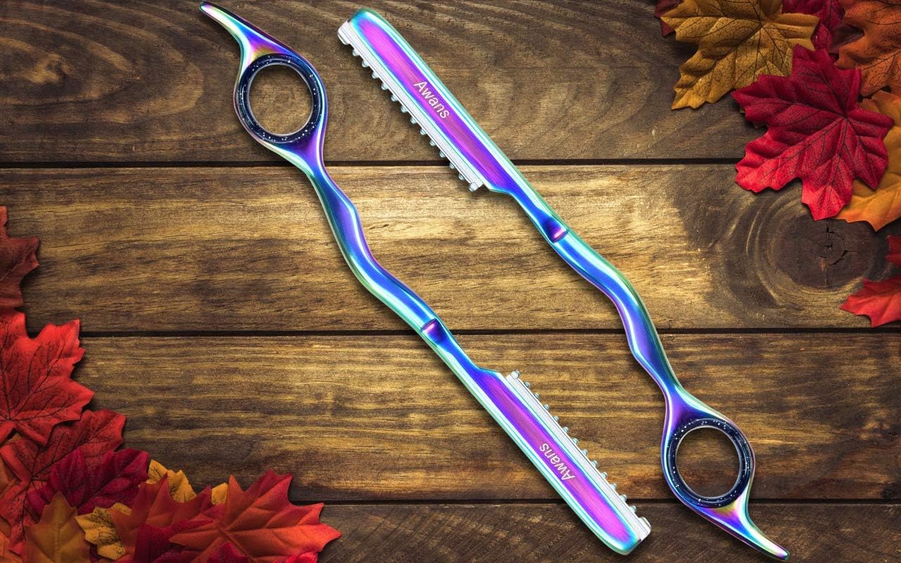 Awans Hair Thinning Razor , Feather Styling, Hair Styling Razor, + 10 Spare Blades Hair Razors,Feather Cutting Razors,Hair texturing,Hair Layering,Hair Thinner ,Stainless Steel With Free Comb : Beauty & Personal Care