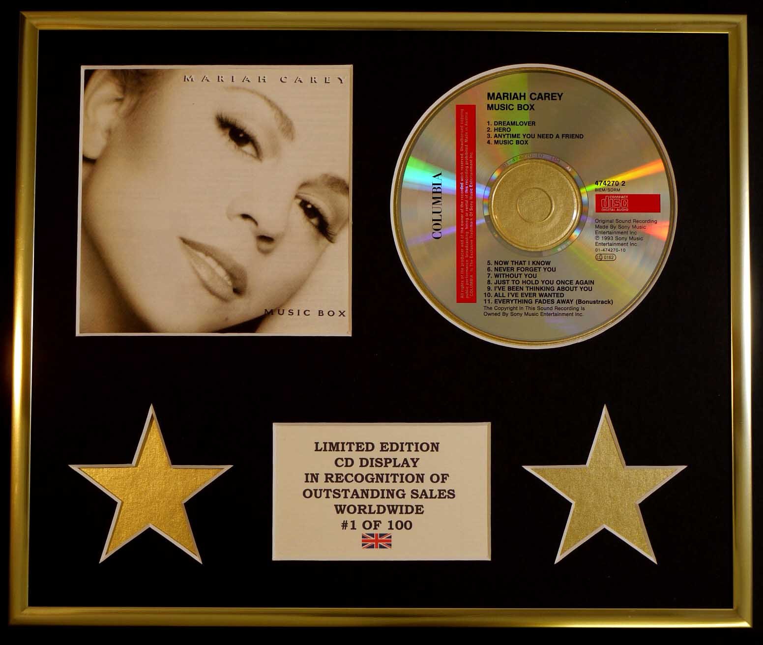 Limited Edition Cd Display Gold Carey/Cd Display/Limited Edition/Coa/Music Box