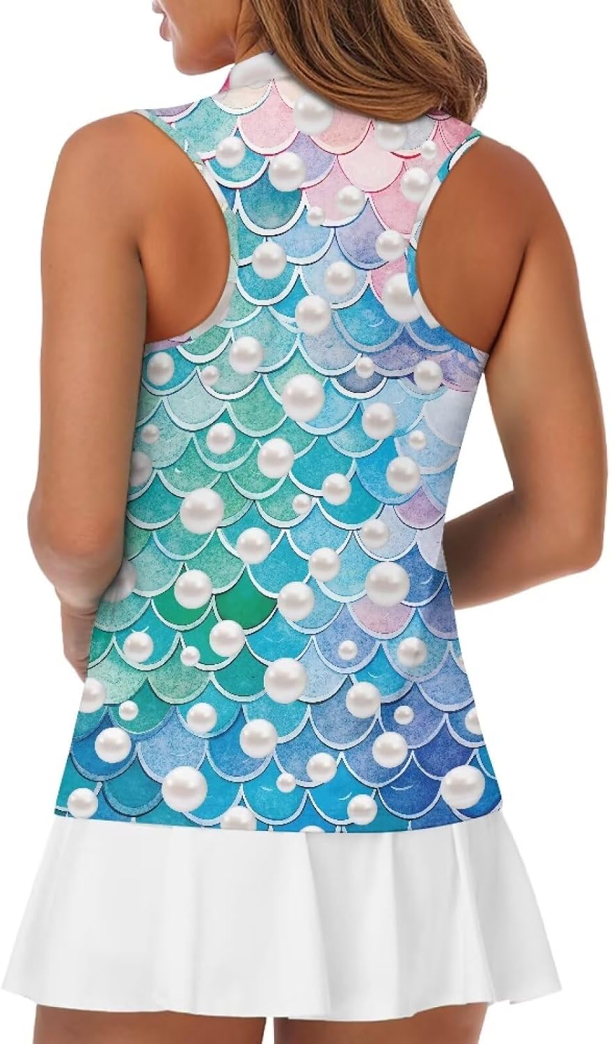 Biyejit Women's Golf Shirts Sleeveless V Neck Zip Up Tennis Tank Tops Polo Shirts with Collar Quick Dry Athletic Shirt XS-2XL