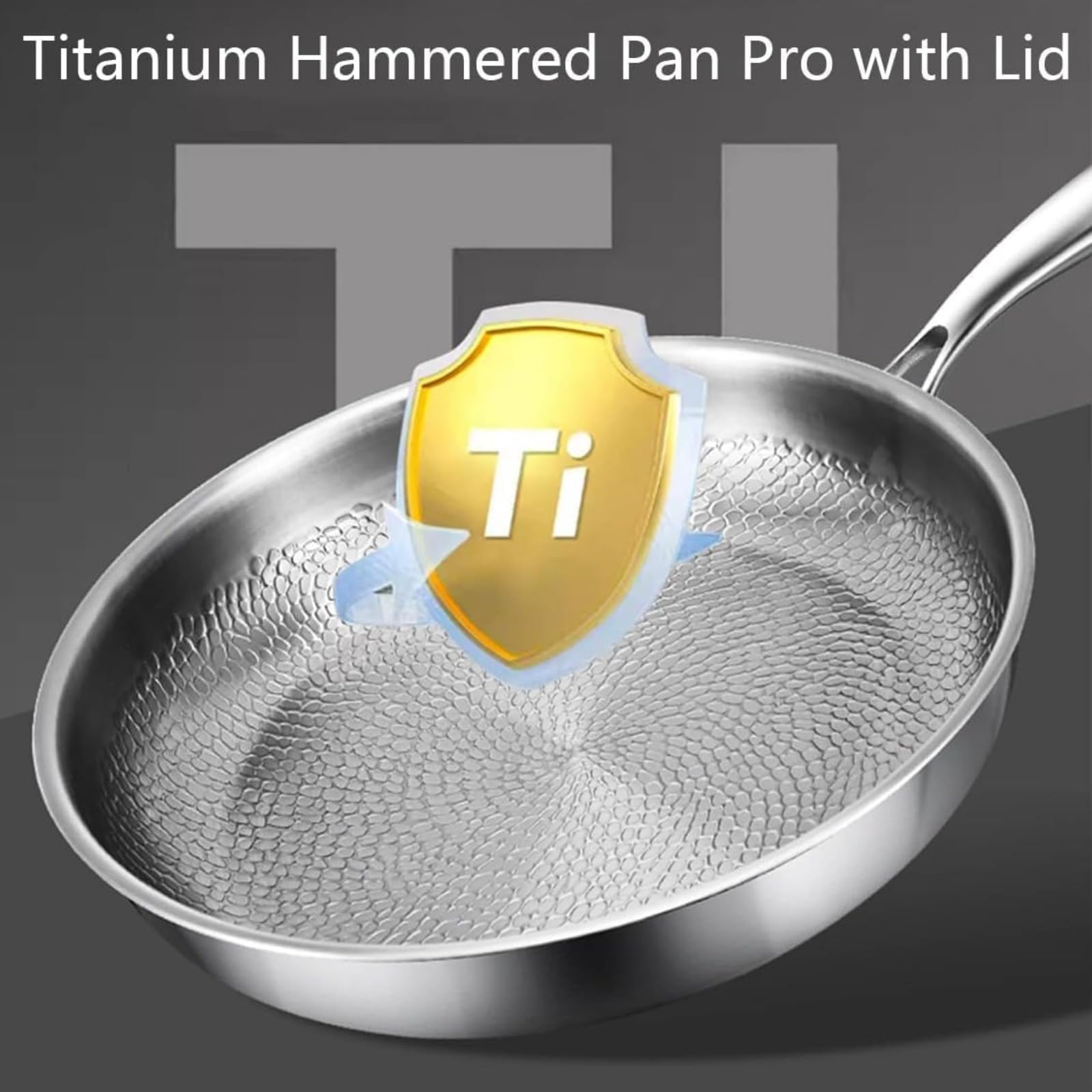 Antihaft-Bratpfanne mit Deckel – Titan-Konstruktion, kratzfestes Design, ultra-langlebiges Kochgeschirr, Induktions- und ofenfest