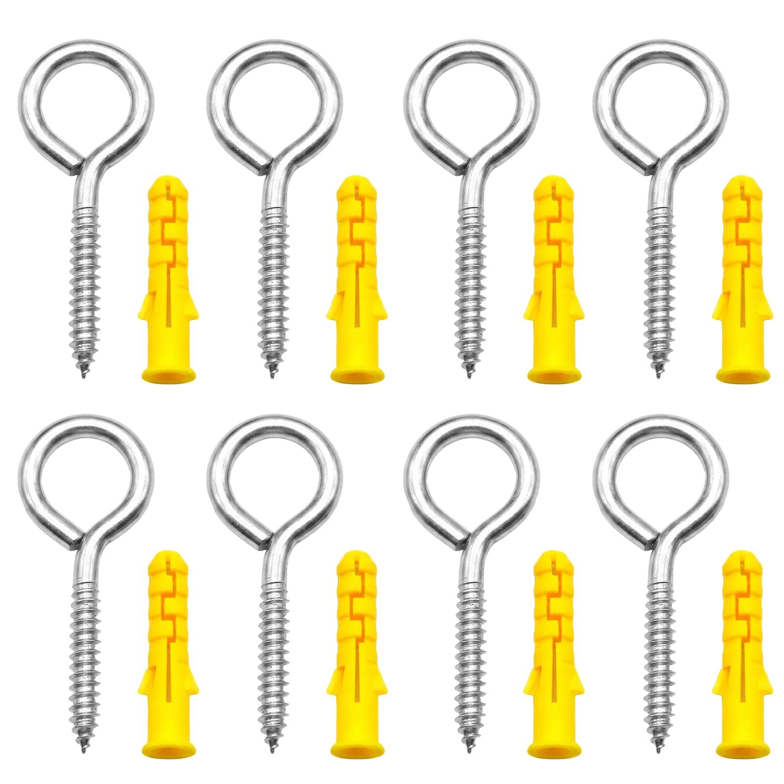 Bdfgh 8 PCS 304 Screw-in Hooks 65mm Eyelet, Heavy Duty for Hanging Plants Washing Line Hooks, Metal Screw in Ceiling Self Tapping