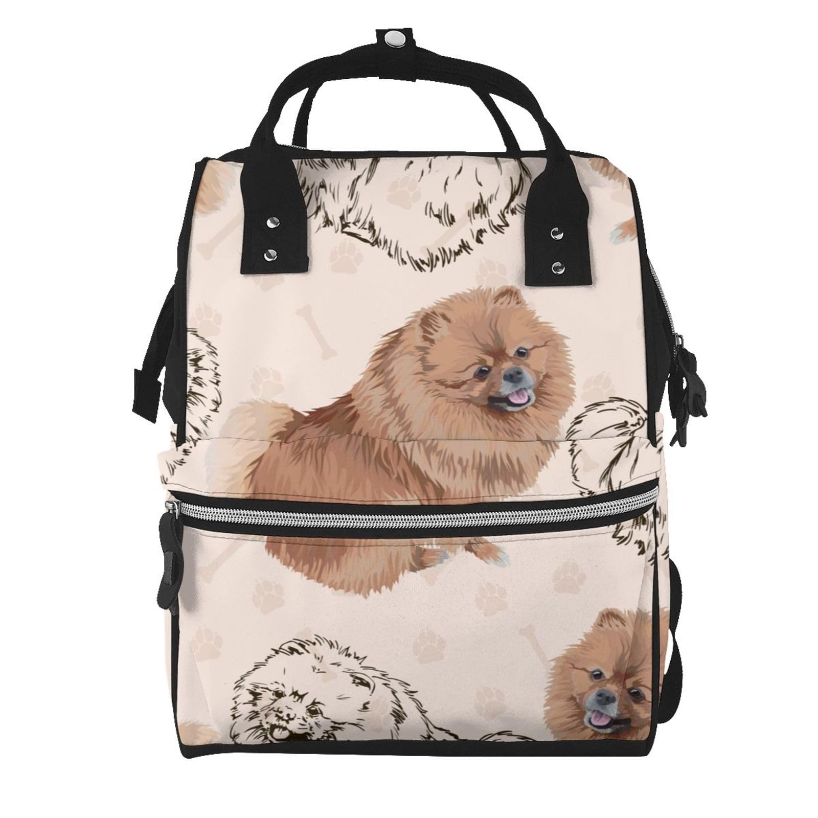 Sac à dos à couches Spitz Poméranien grand format pour ordinateur et accessoires de change