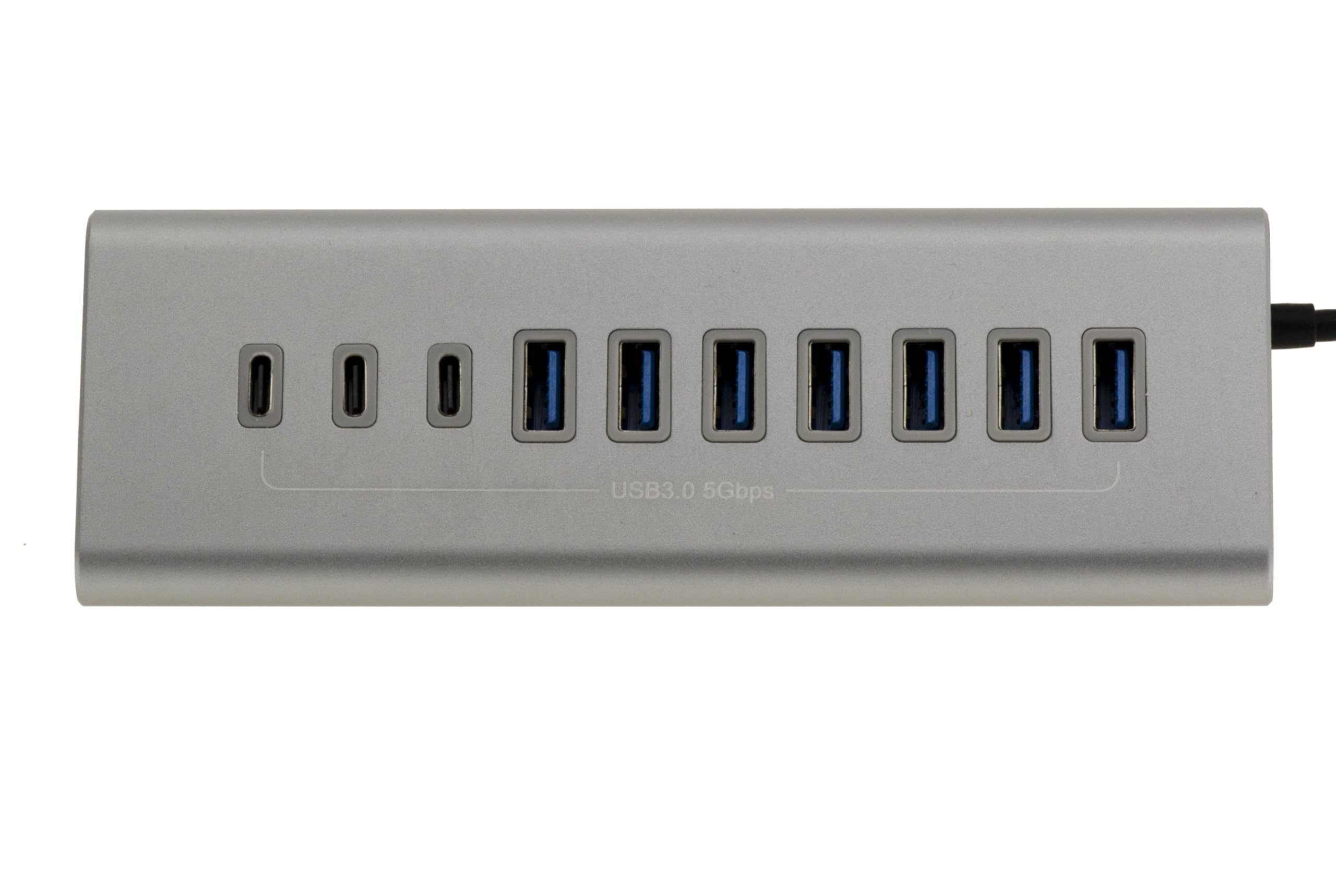 KALEA-INFORMATIQUE USB3 Aluminiowy 10-portowy koncentrator wieloportowy (USB 3.0 5GB) z zasilaczem 12V 3A 7 portów USB typu A i 3 porty typu C