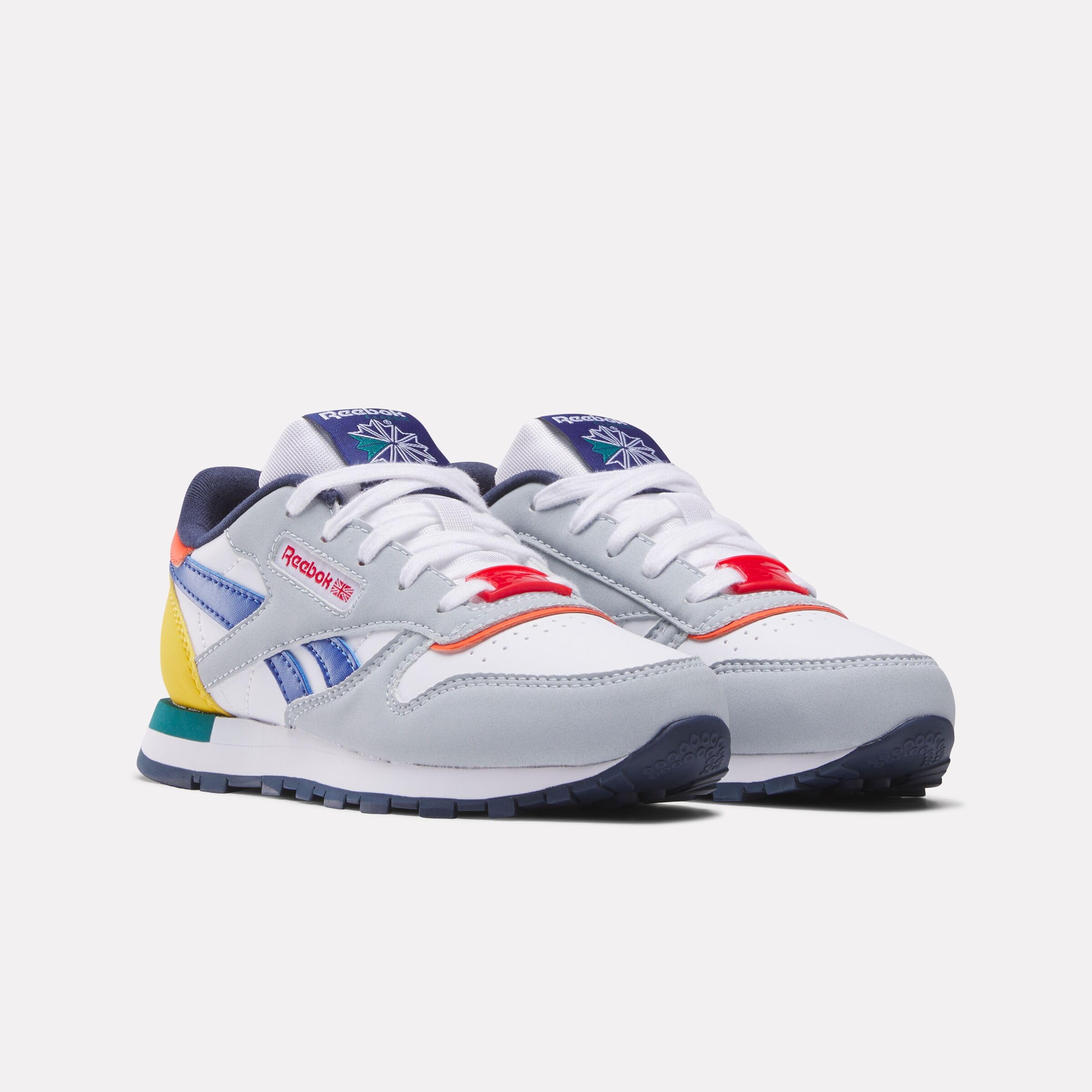 Reebok Classic Leather 001, Zapatillas de Deporte Unisex niños, Moon Vectornavy Vectorred, 31.5 EU