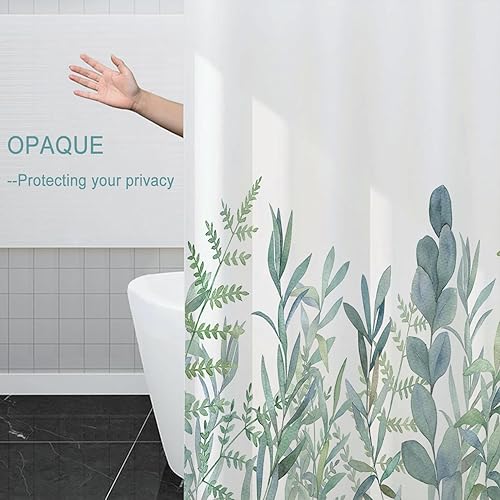 Miniatura 4 de Cortina de ducha de plantas verdes, 72 x 72 pulgadas, hermoso diseño de hojas, decoración de baño, juego de cortina de ducha de tela impermeable con