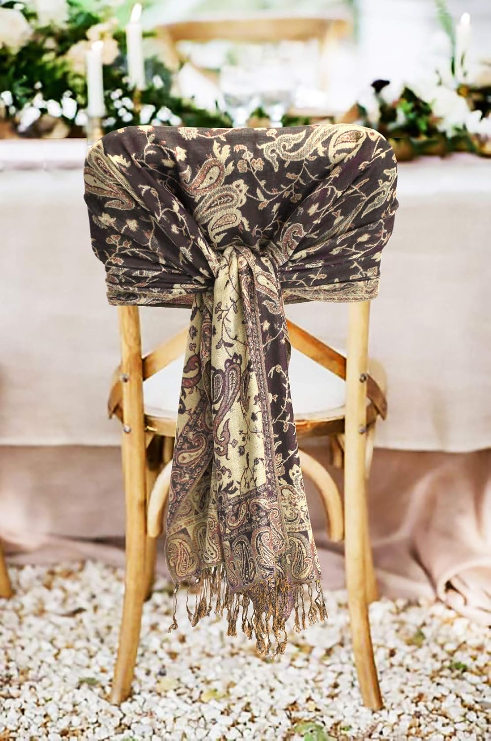 Sakkas Soft Silky Double Layer Jacquard Paisley Pashmina Shawl/Wrap/Scarf