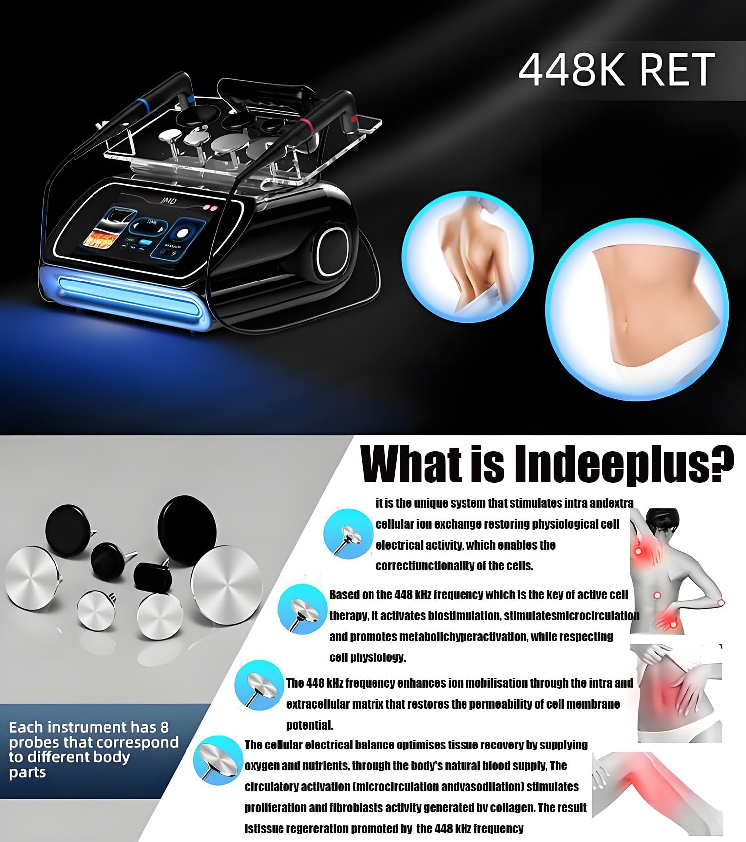Apparecchiature per la Terapia Tecar, Fisioterapia con diatermia 448k, Macchina per diatermia per Il Dimagrimento corporeo, Fisioterapia, Macchina Laser lipo, rassodamento della Pelle
