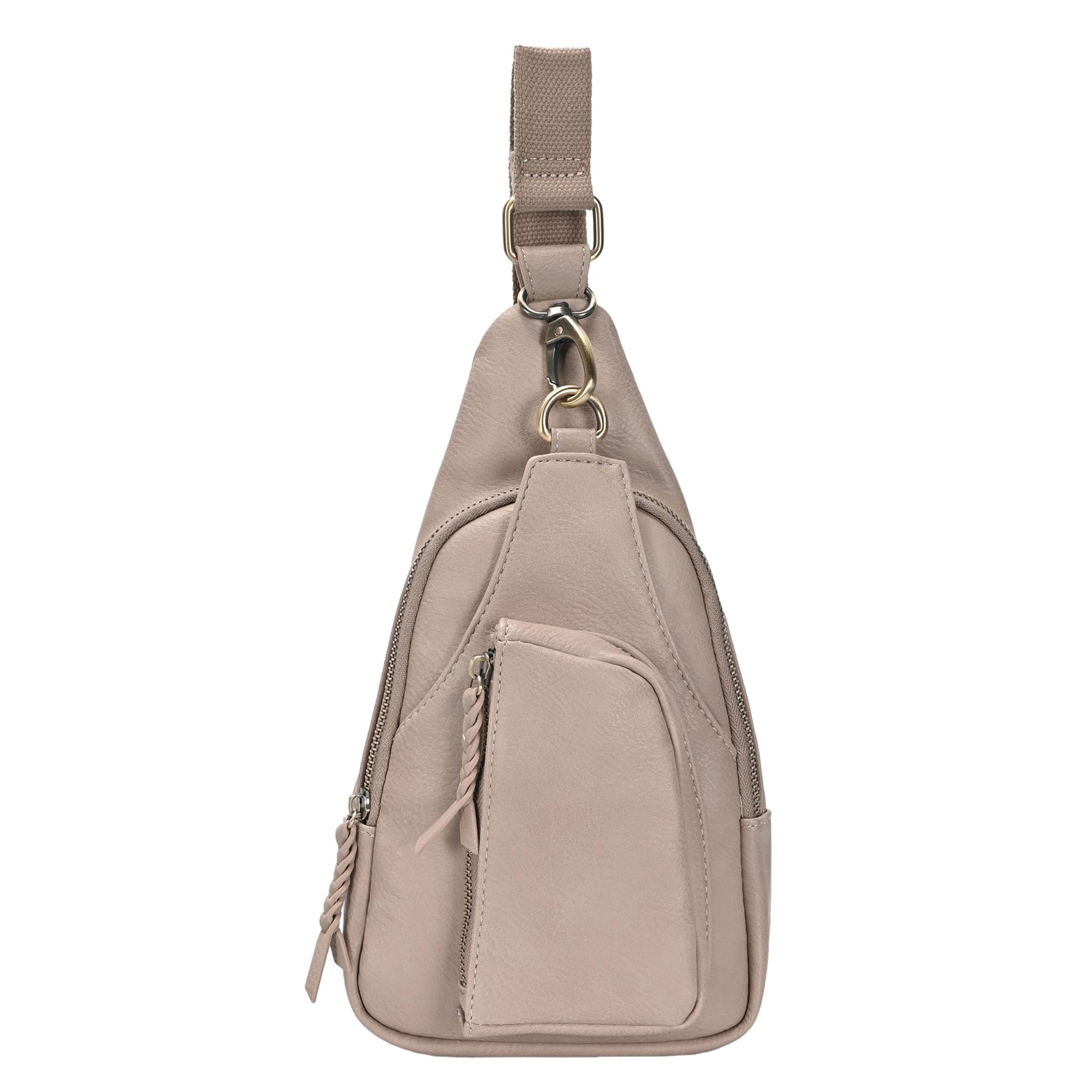 Antik Kraft Tasha Crossbody Sling (Taupe) | Vegan Leather Crossbody Bag for Women with 16-20" Strap | Sling Bags for Women with Durable Antique Brass Hardware | 7in x 2.5in x 12.5in |