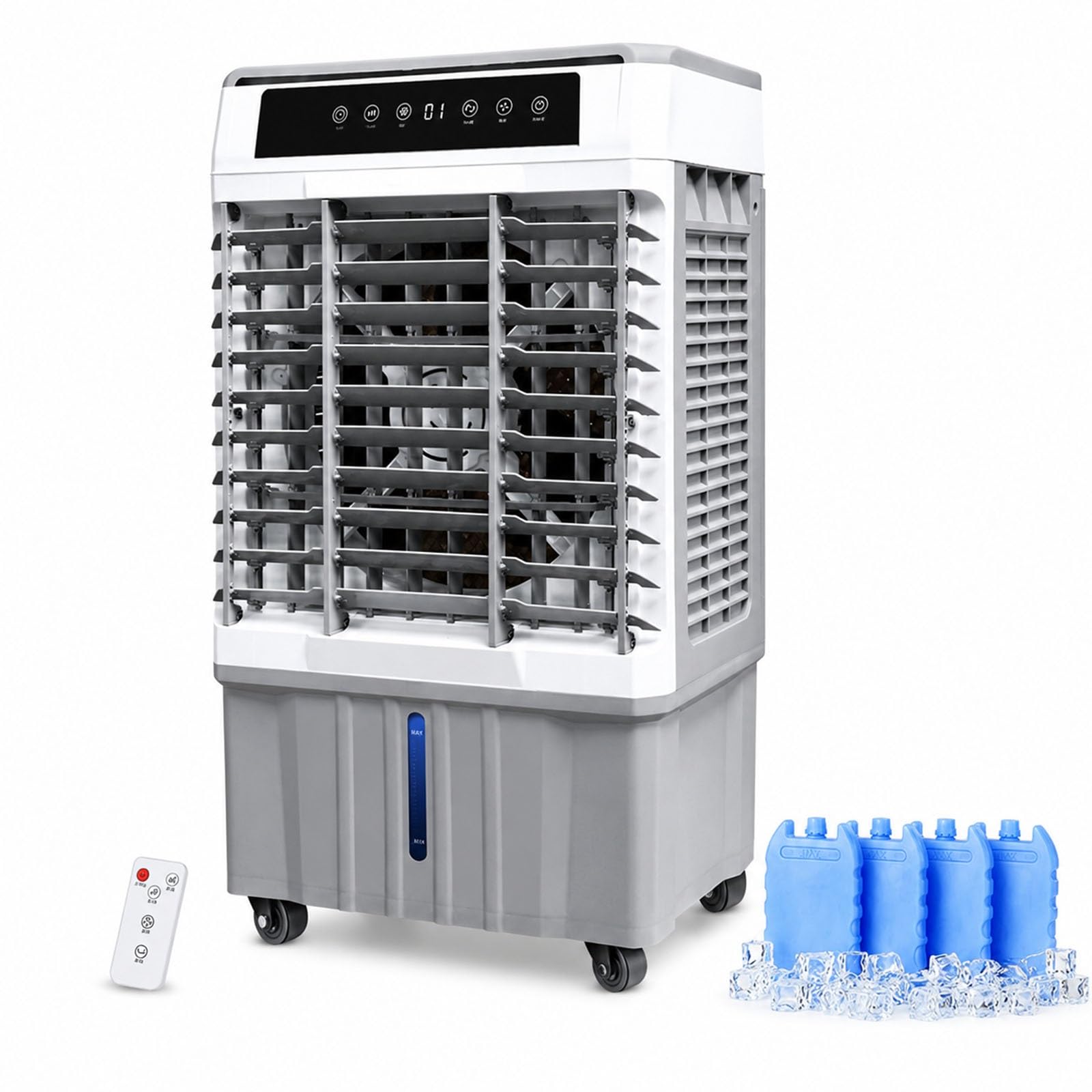 Portable Swamp Cooler Air Conditioner, 2,825 CFM Evaporative Air Cooler with 7.9 Gal Water Tank, 3 Speeds, Remote Control, for Room Garage Patio