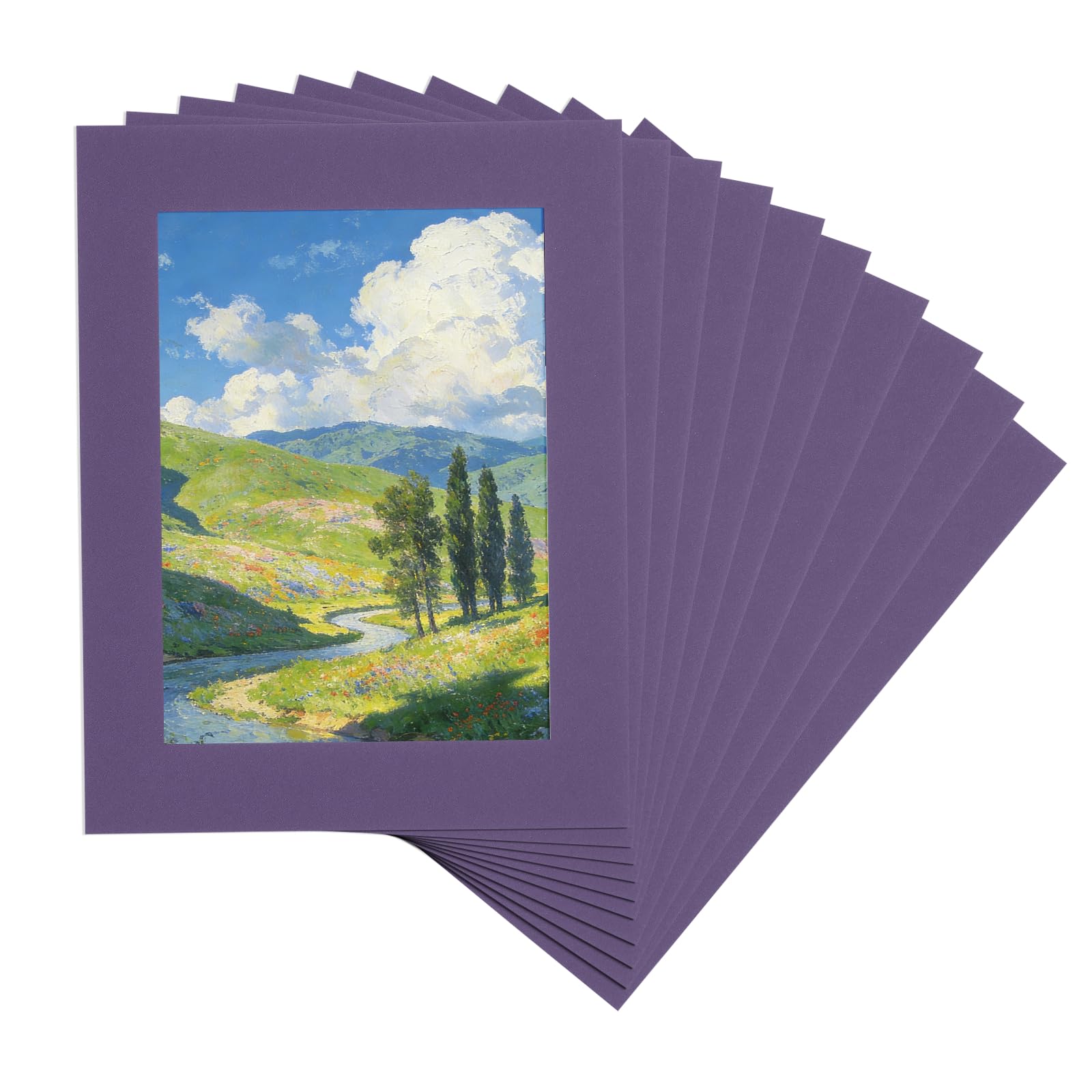 sourcing map 10 Pcs Picture Frame Mats, 10 x 8 Inch Picture Mats for Frames, Photo Mattes Angled Cut Board for Photos Prints Watercolor Artwork Backing, Purple
