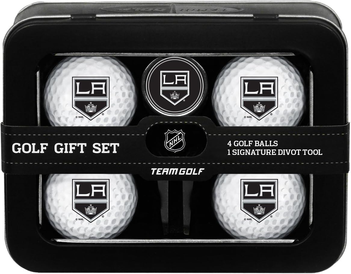 Team Golf NHL Regulation Size Golf Balls (4 Count) & Divot Tool with Removable Double-Sided Magnetic Marker