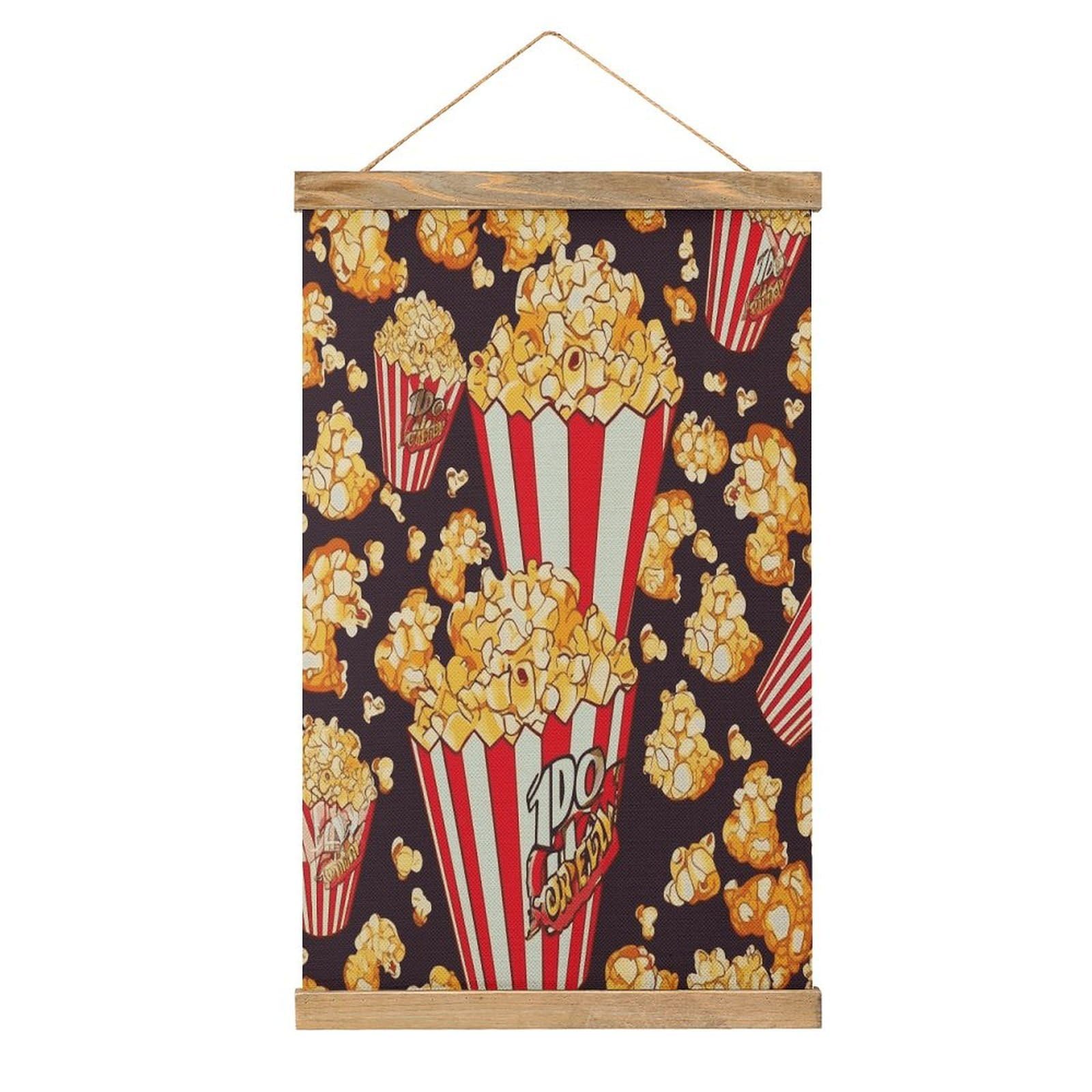 FekiLoot Popcorn Print Wall Art Poster Hanger Frame Linen Wall Art Decor Vintage Hanging Poster Hanging Wall Decor Rustic Retro Wall Art Print for Living Room Decor 20.4 X 13.1Inches