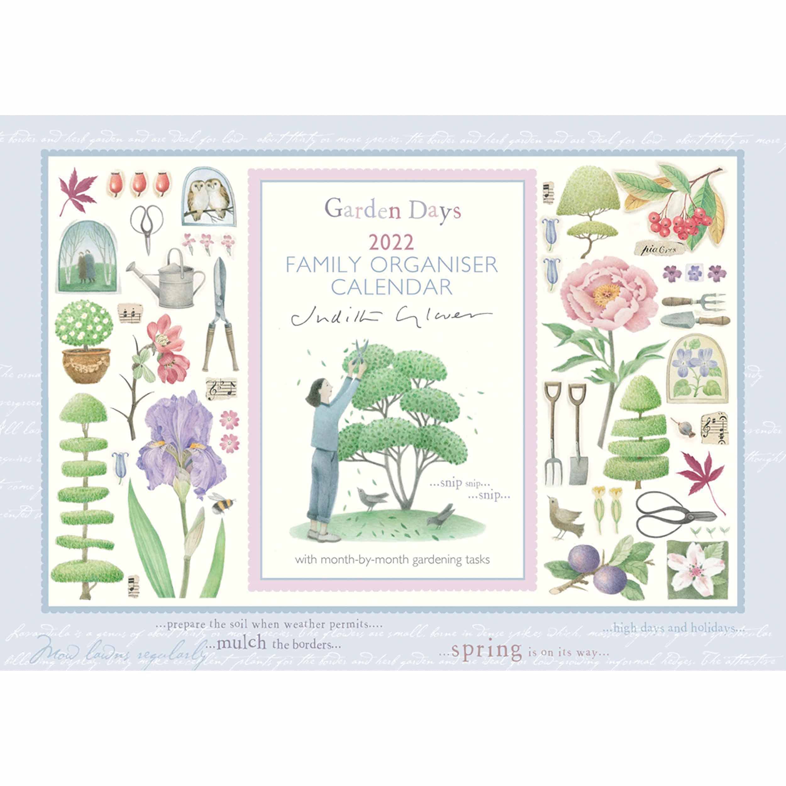 Judith Glover Garden Days 2022 Family Organiser Week to View A4 Wall Calendar (21.5 x 29.7 cm) Calendar