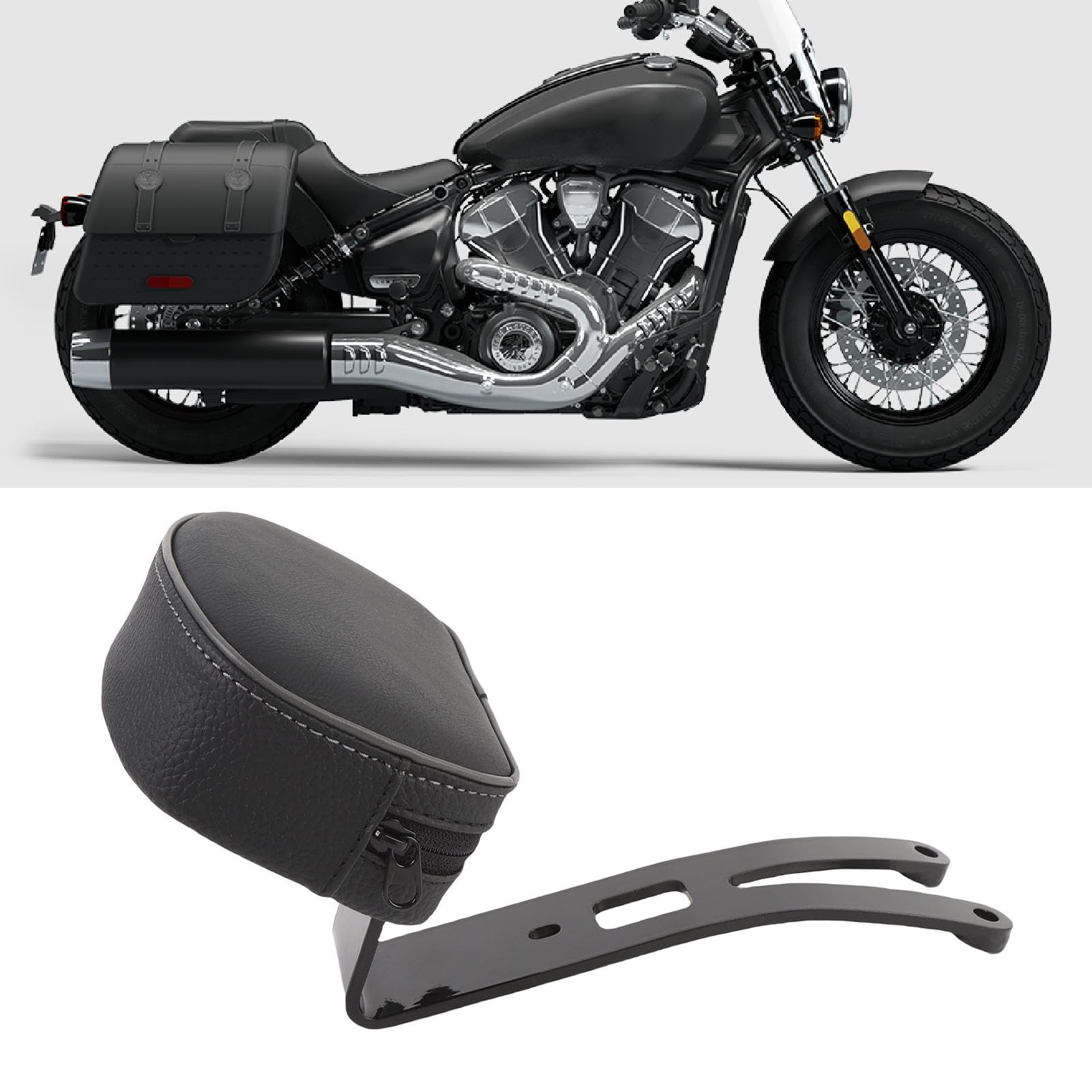 Ausla Schienale per Moto Schienale per Pilota Anteriore con Struttura in Metallo e Supporto in Schiuma Ad Alta densità in Pelle Sintetica Facile Installazione per Motociclisti Indian Super Sport