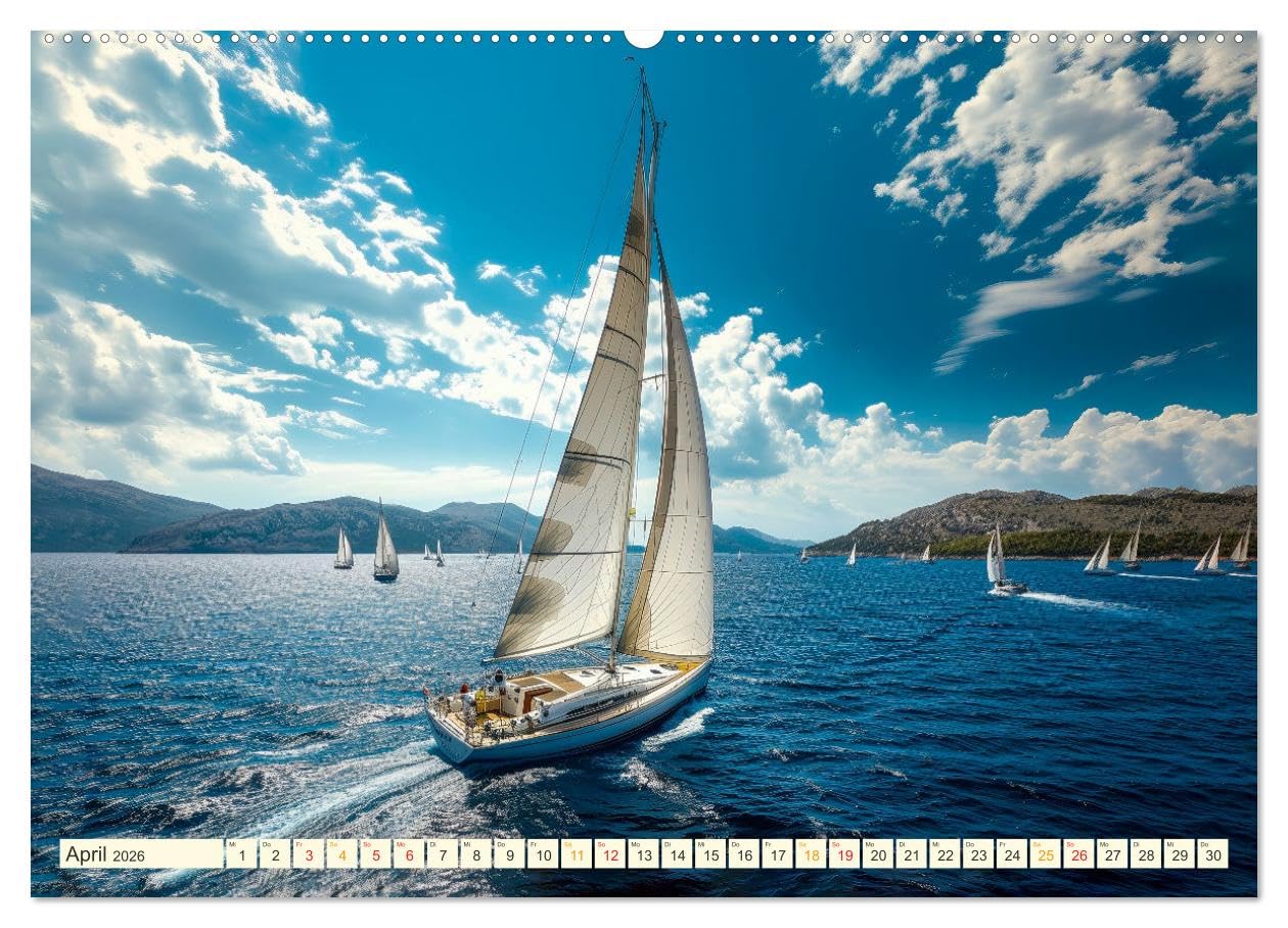 Segeln - schöne Momente (hochwertiger Premium Wandkalender 2026 DIN A2 quer), Kunstdruck in Hochglanz: Sonne, Wind und Wellen bis zum Horizont. (CALVENDO Sport)