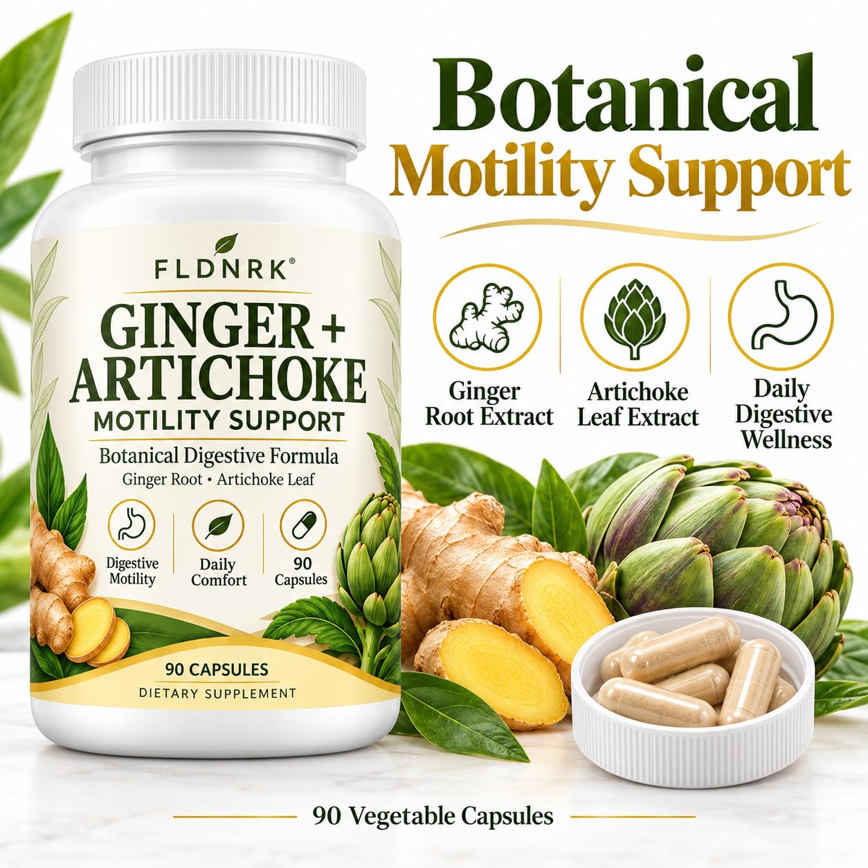 Ginger and Artichoke Supplement, Ginger Artichoke Supplement for Digestive Motility Support, 90 Vegetable Capsules — Amazon image 3