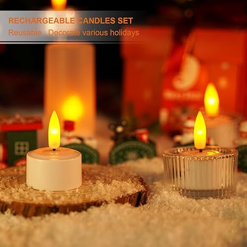 Miniatura 2 de Velas recargables sin llama parpadeantes LED con control remoto y temporizador y base blanca para el hogar, restaurantes, bodas, bares, cenas,