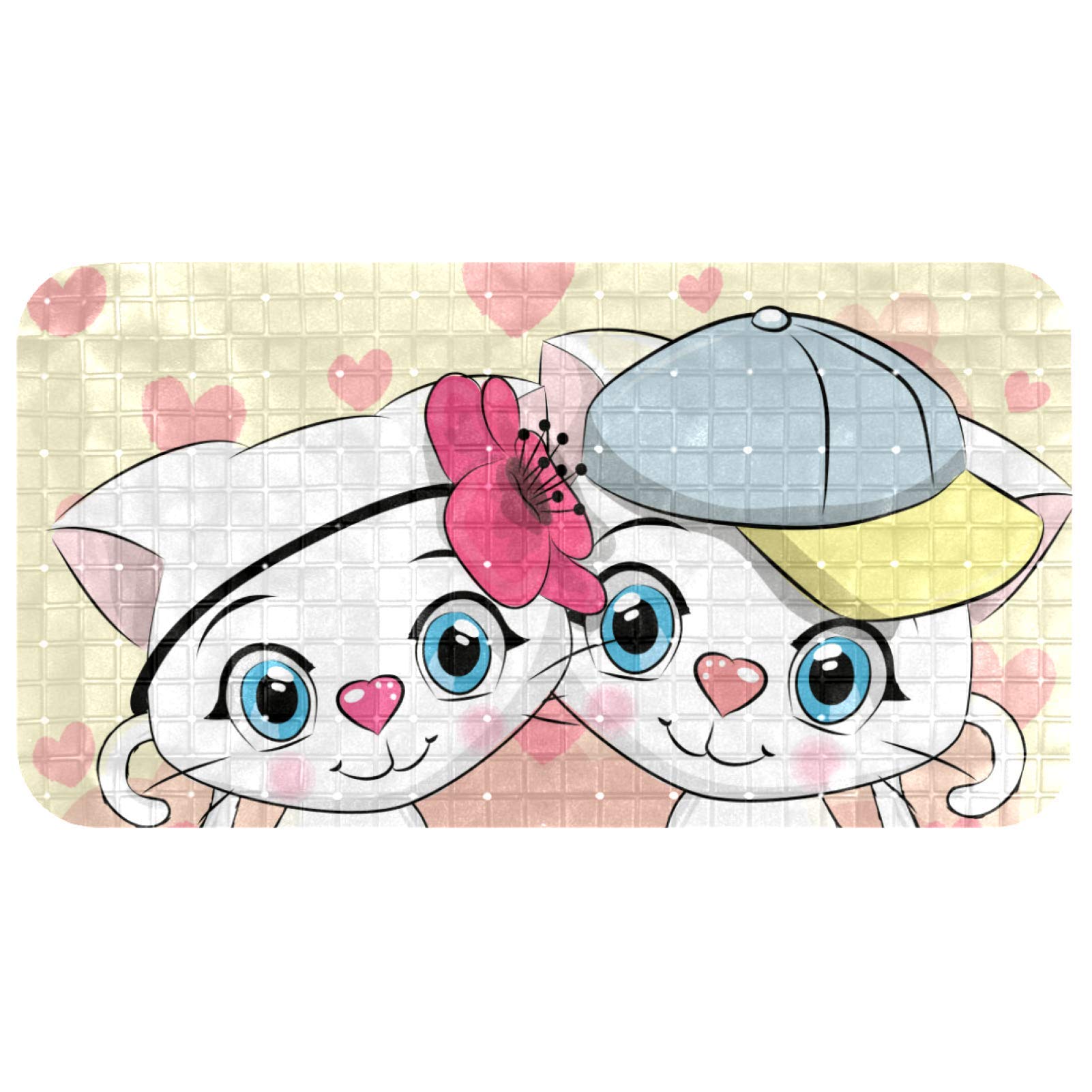 Tapis de douche 68,3x37,3 cm Bennigiry lavable en machine pour enfants design chatons