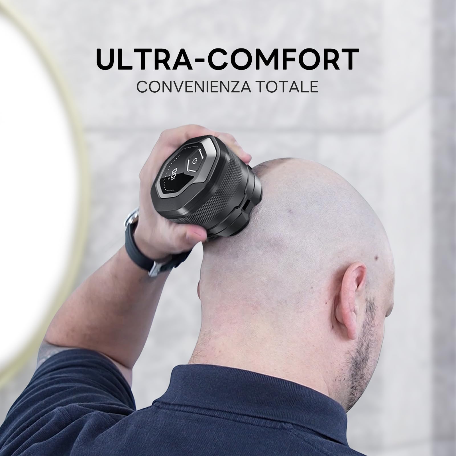 Rasoio Testa Calva, 2025 Aggiornato rasoio Capelli Uomo Testa Calva Impermeabile Cordless 6D rasoio Elettrico Fluttuante Flessibile con rasoio Testa Magnetiche, Interfaccia USB-C | Rasoio Elettrico Capelli Uomo Rasa Capelli 0 mm, Shaver Capelli, Display L
