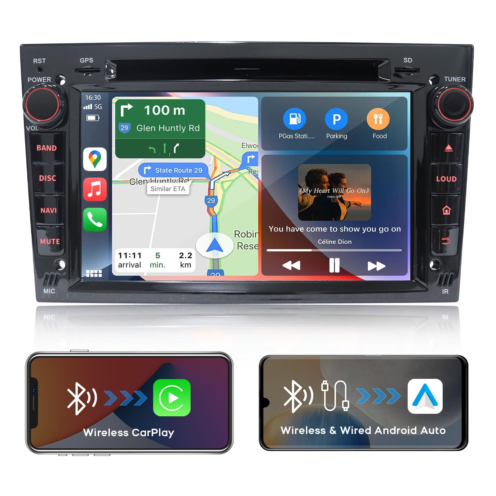 [Android 13.0 4GB+64GB 2.0Ghz] Autoradio Bluetooth Carplay 2 DIN per Opel, Autoradio da 7 Pollici con Schermo WiFi/GPS/RDS/CD DVD/USB/FM/SD/RCA, Supporta il Controllo Del Volante