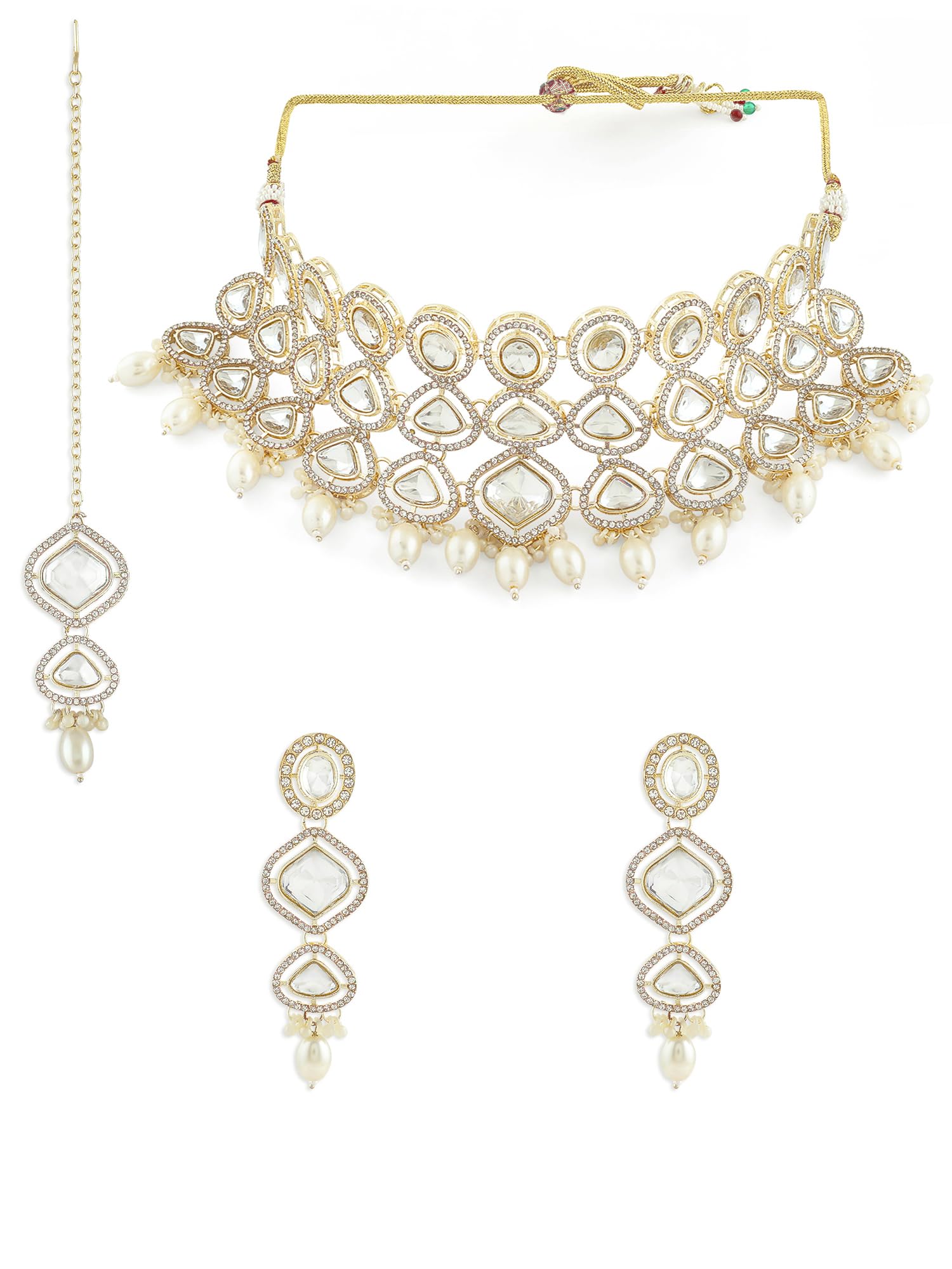 ZAVERI PEARLS Gold Tone Artificial Stones & Beads Bridal Necklace Earring & Maangtikka Set For Women-ZPFK16902 (B0CM9QZD8F) Amazon Price History, Amazon Price Tracker