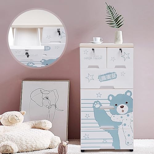 Miniatura 6 de Cajones de plástico de 40.16 pulgadas, armario de almacenamiento con 6 cajones, cajones de armario, organizador alto para ropa, sala de juegos,