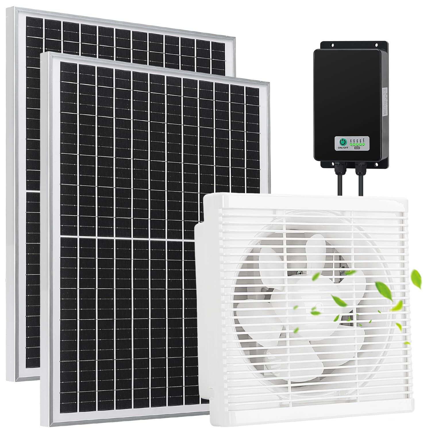 Photo 1 of Fanspex Solar Exhaust Fan, Solar Powered Vent Fan Kit for Outside Greenhouse Shed Chicken Coop (10" Fan with Battery)