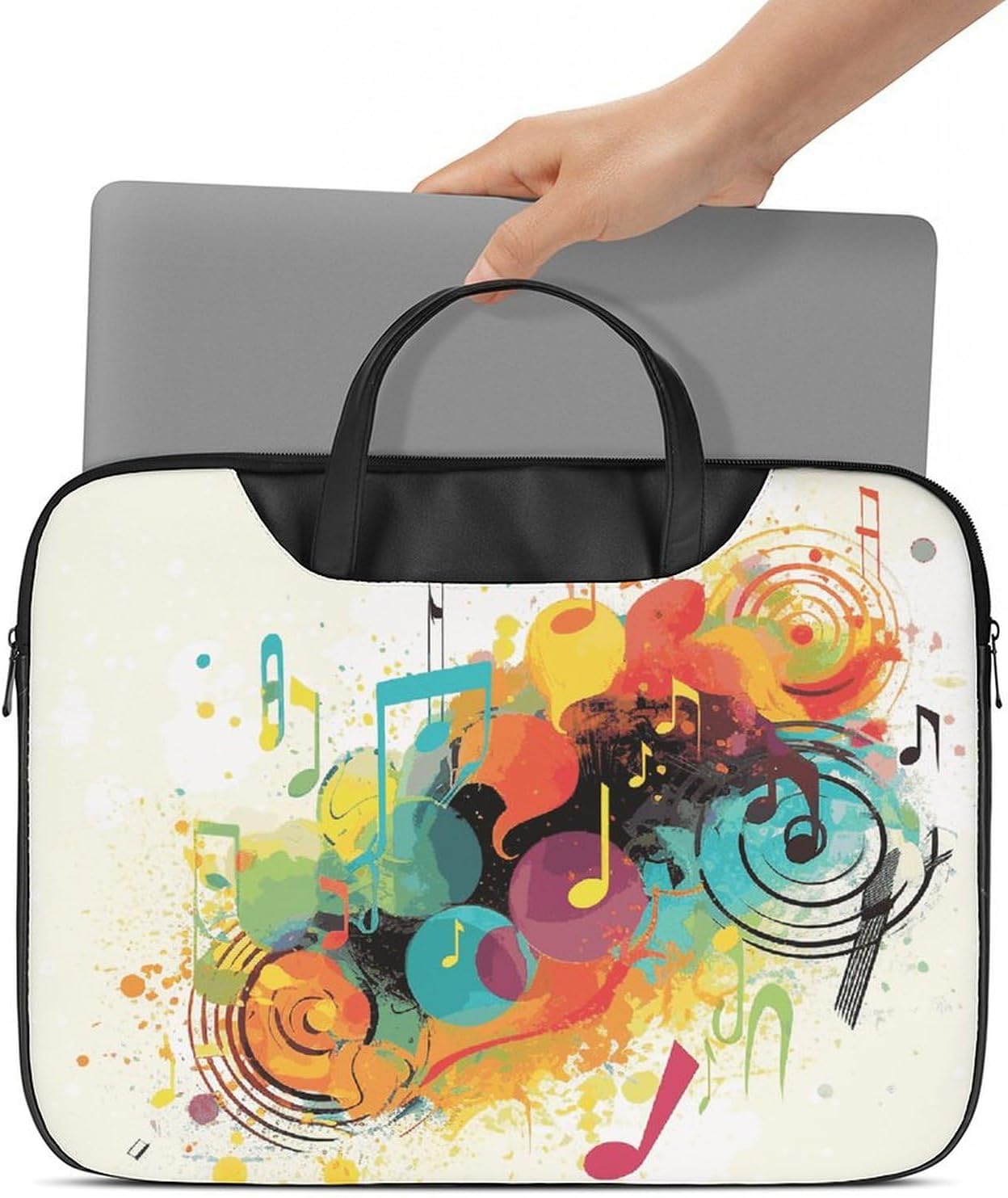 Abstract Music Themed Laptop Shoulder Bag 17 Inch Waterproof Portable Laptop Case Sleeve Messenger Bag for Women Men, Style