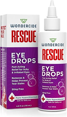 Wondercide Rescue - Gotas para los ojos y lavado para mascotas - Alivio para perros y gatos de alergias, picazón en los ojos irritados, secreción -