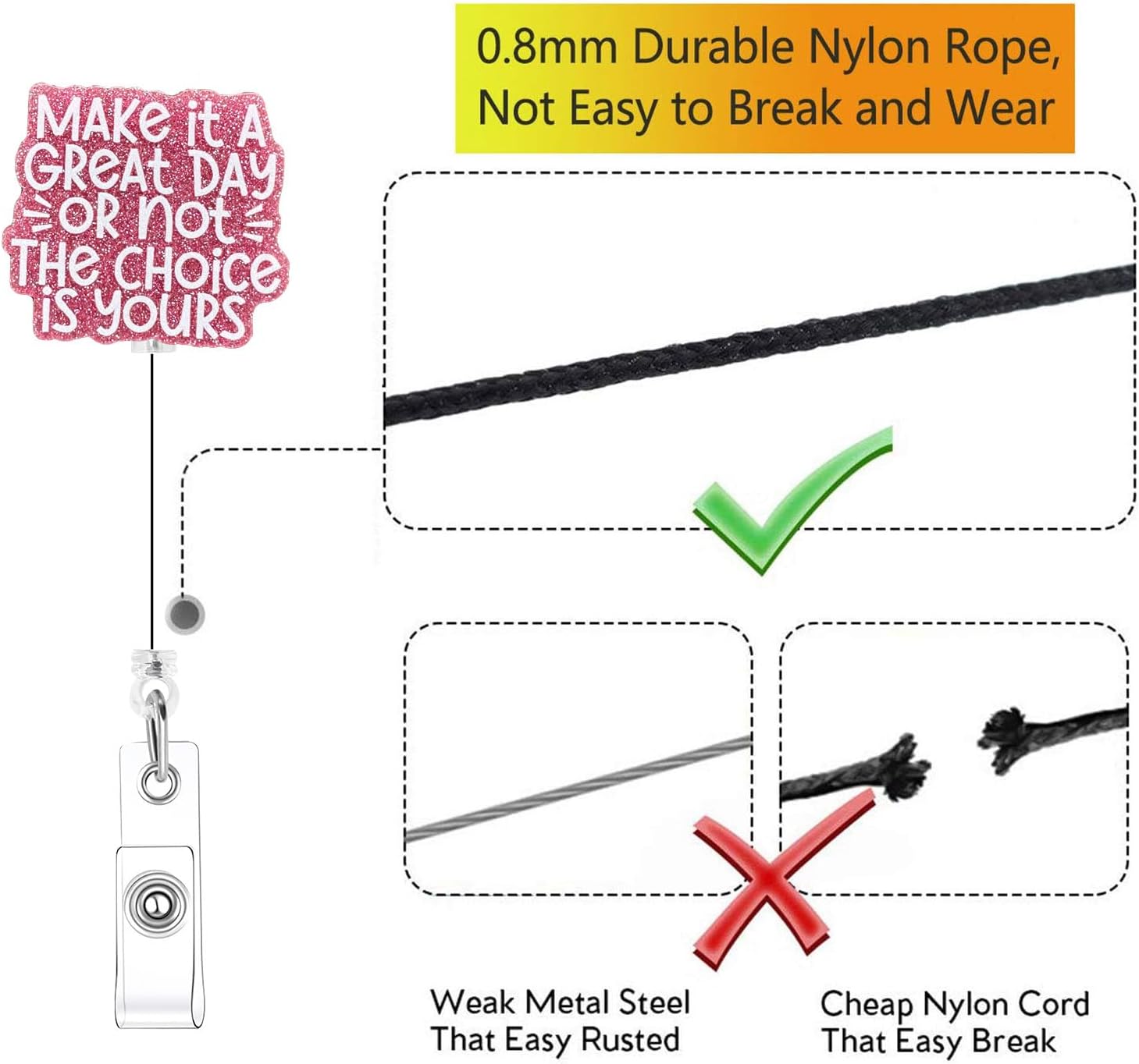 Motivational Quotes Retractable Badge Reel,Alligator Clip Name Badge Holder - Image 3