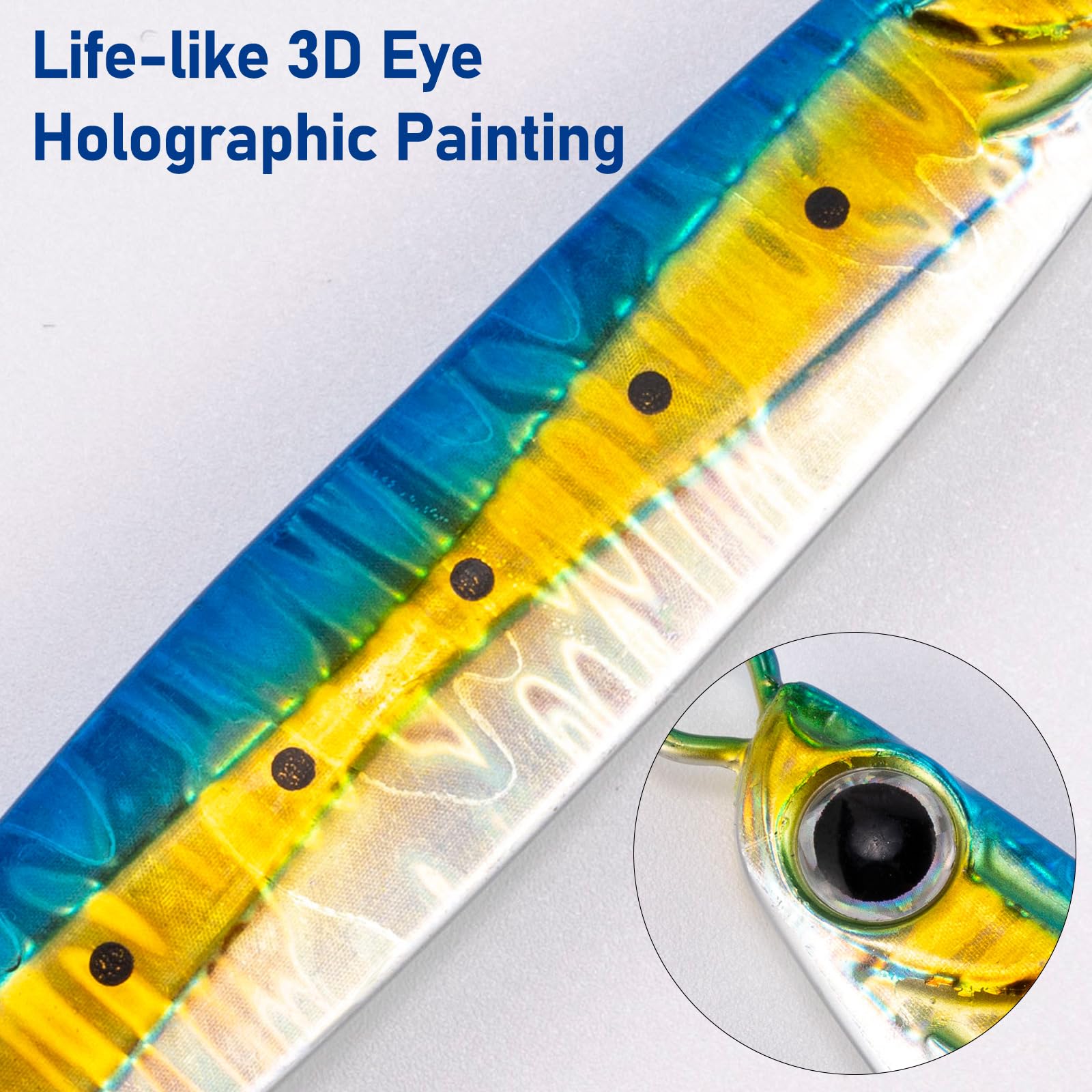Dr.Fish Confezione da 3 esche da pesca in acqua salata Jigging Cucchiaio Esche da pesca Offshore Glow Verticale Diamante Metallo Casting Jig Acqua Salata Striper Snapper Sgombro