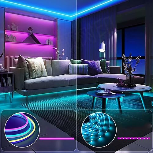 Miniatura 6 de Toonshare Luces LED para dormitorio, tira de luces LED RGB multicolor, iluminación multicolor, cuerda de tubo de neón, luces de neón flexibles para
