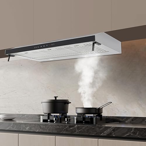 Miniatura 6 de 36 In Range Hood Under Cabinet, 600-1200cfm Dual Motors Stainless Steel Kitchen Stove Vent Hood 3 Speed Exhaust Fan TouchRemoteGesture Control with