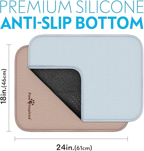 Vista 13 de Paw Inspired Forros lavables para jaulas de perros (paquete de 2), a prueba de fugas, almohadillas antideslizantes para perreras de 30 pulgadas