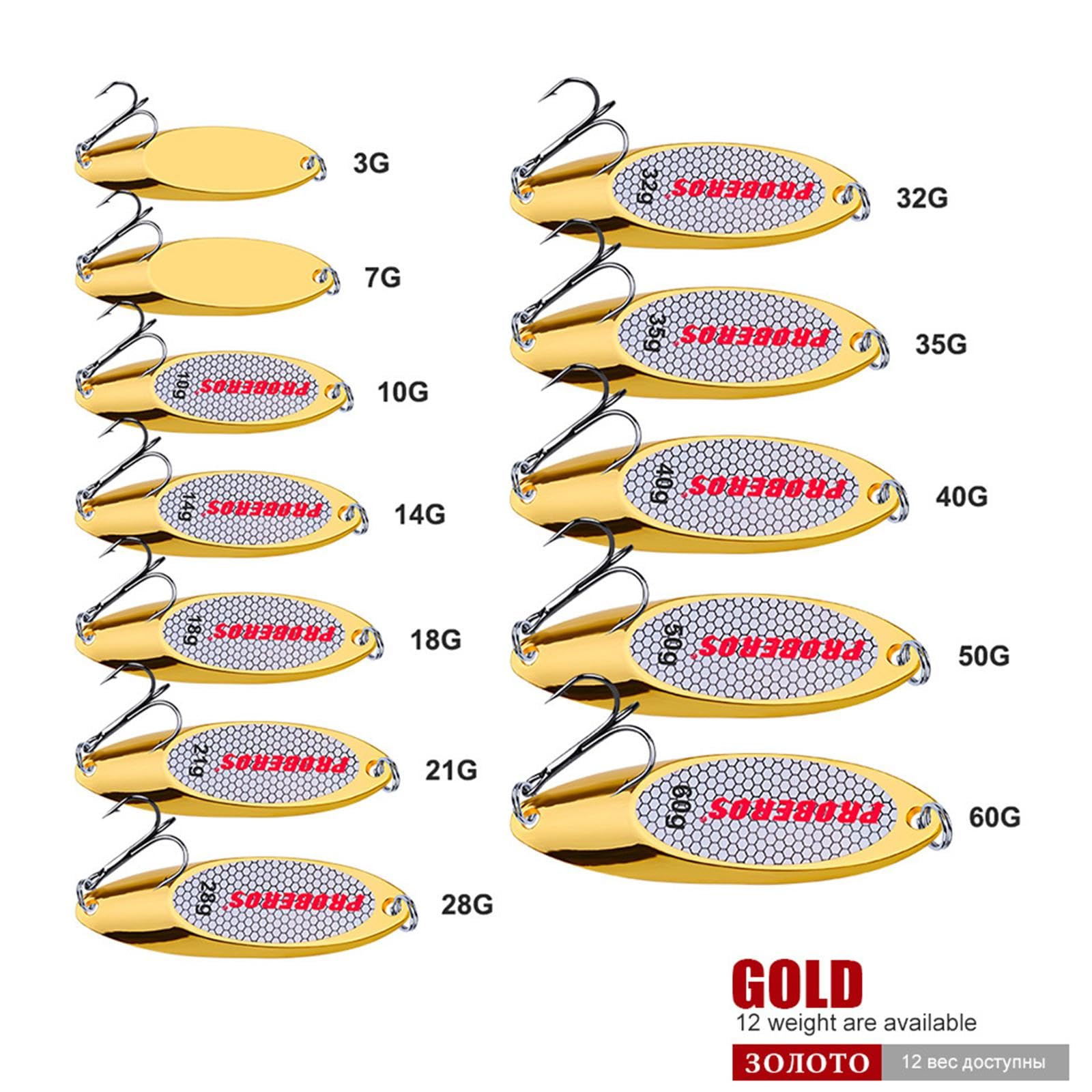 Qianly 5 Piezas Señuelos Cucharas de Pesca de Metal Resistente Al Óxido Cebo Artificial de Triple Anzuelos Suministros de Pesca Accesorios para Pescadores Ad