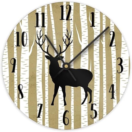 Miniatura 14 de ASL - Reloj de pared de grano de madera de 10 pulgadas, reloj de pared de arco iris, funciona con pilas, sin tictac, reloj de madera vintage de Asl