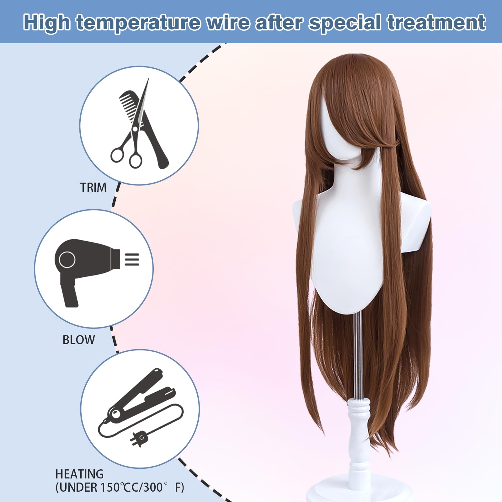 100cm / 40 Inch Long Wig, Universal Anime Costume Cosplay Wig, Perfect for Party Daily-Use, Festivals, and Halloween - Image 3