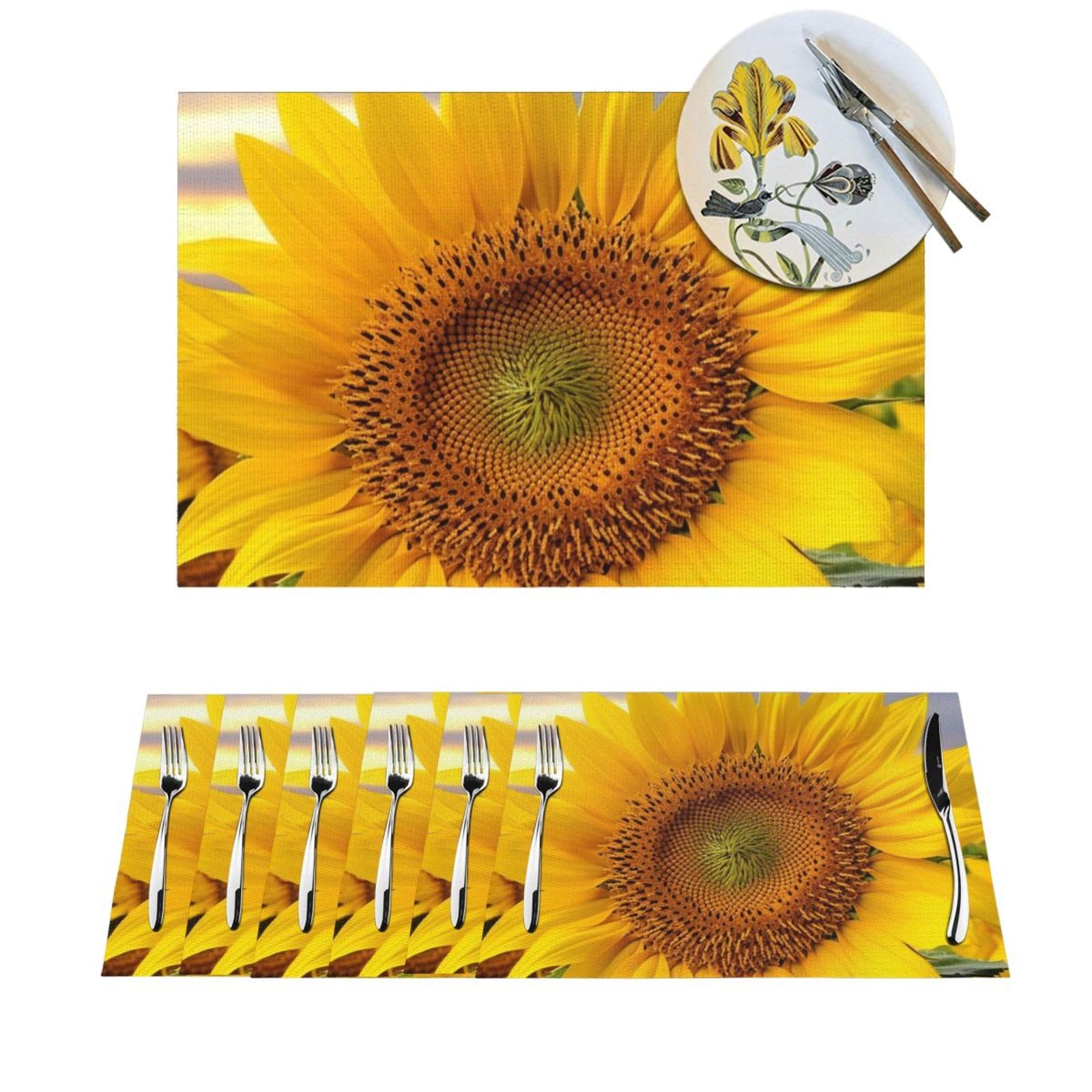Set de table motif tournesol jaune doré pour illuminer vos repas de fête en famille