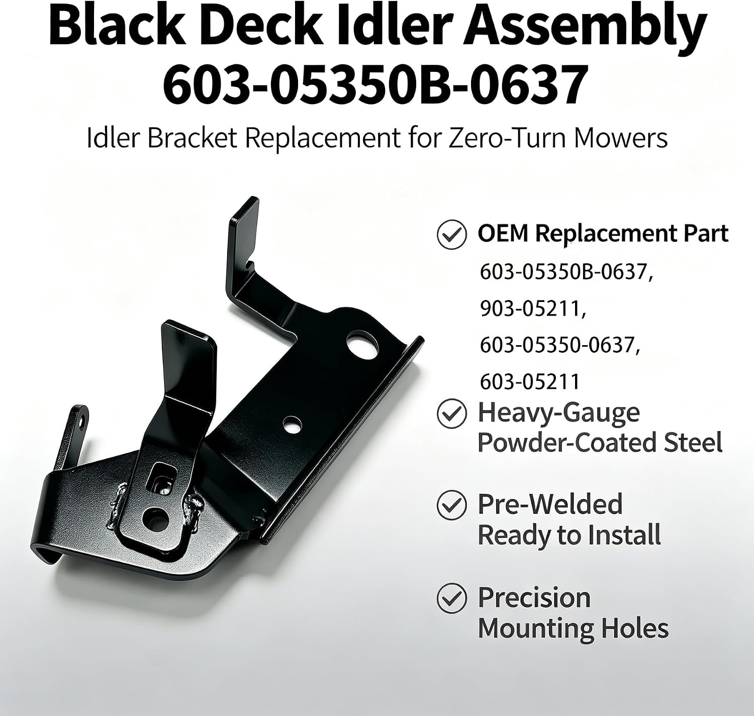 Black Deck Idler Assembly 603-05350B-0637 Compatible with Cub Cadet RZT LX SX 50 54 S L Mowers