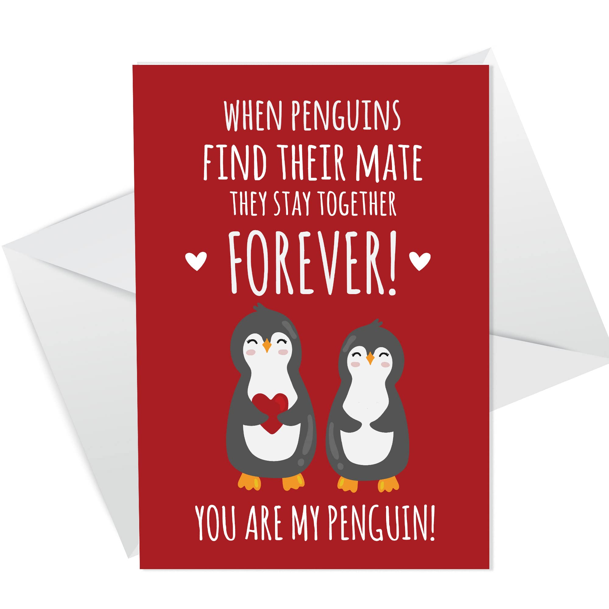 RED OCEAN You Are My Penguin Valentines Card Cute Valentine's Day Card for Girlfriend Boyfriend Wife Husband Partner Friend Him Her