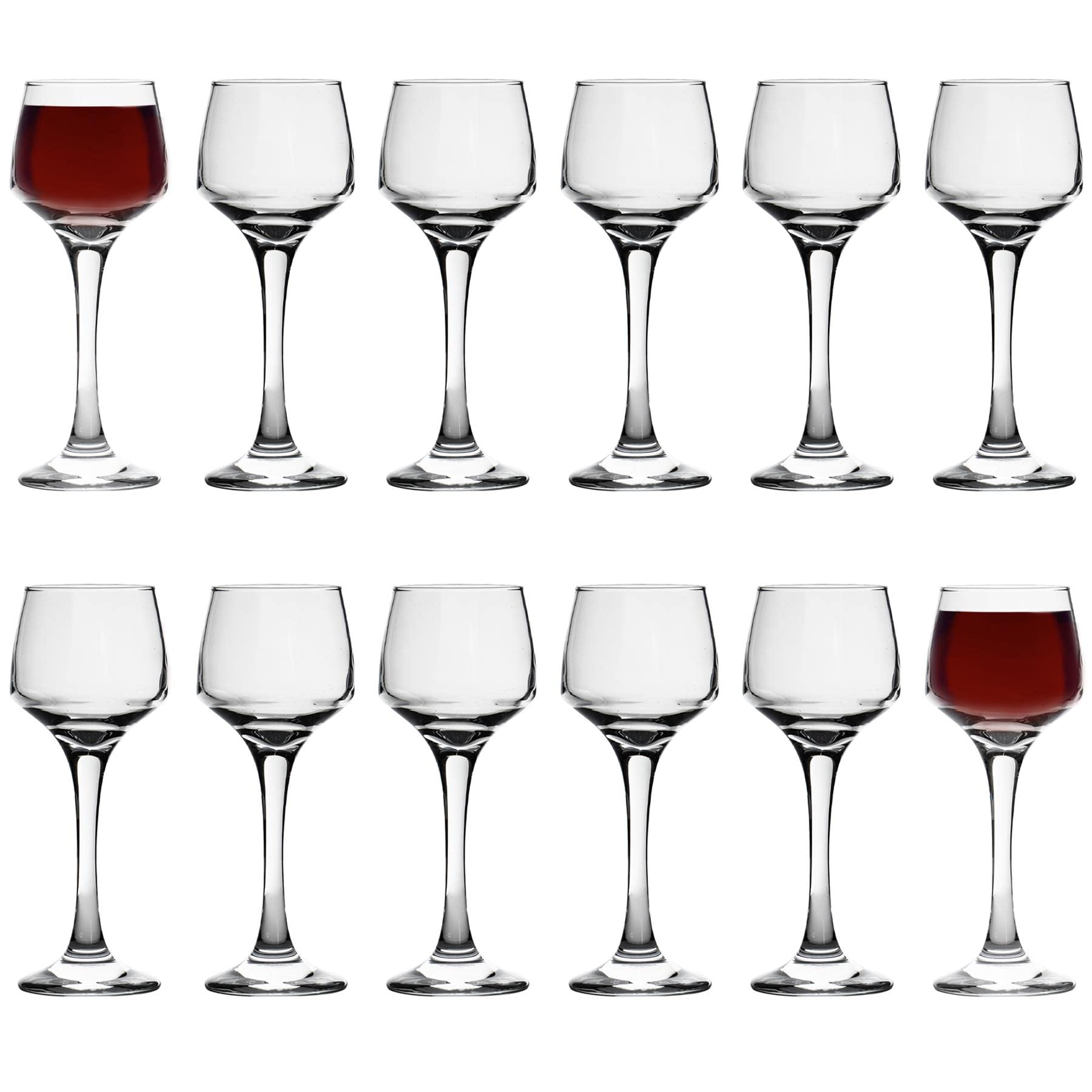 LAV Sherry Glasses 12x Clear 80ml Set - Sherry Glasses with Stem