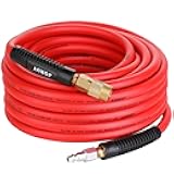 JOROY Hybrid Air Hose, 3/8-Inch by 50 Feet Air compressor Hose,Heavy Duty, Lightweight, Kink Resistant, All-Weather Flexibility with 1/4-Inch Brass Air Coupler and Plug, 300 PSI