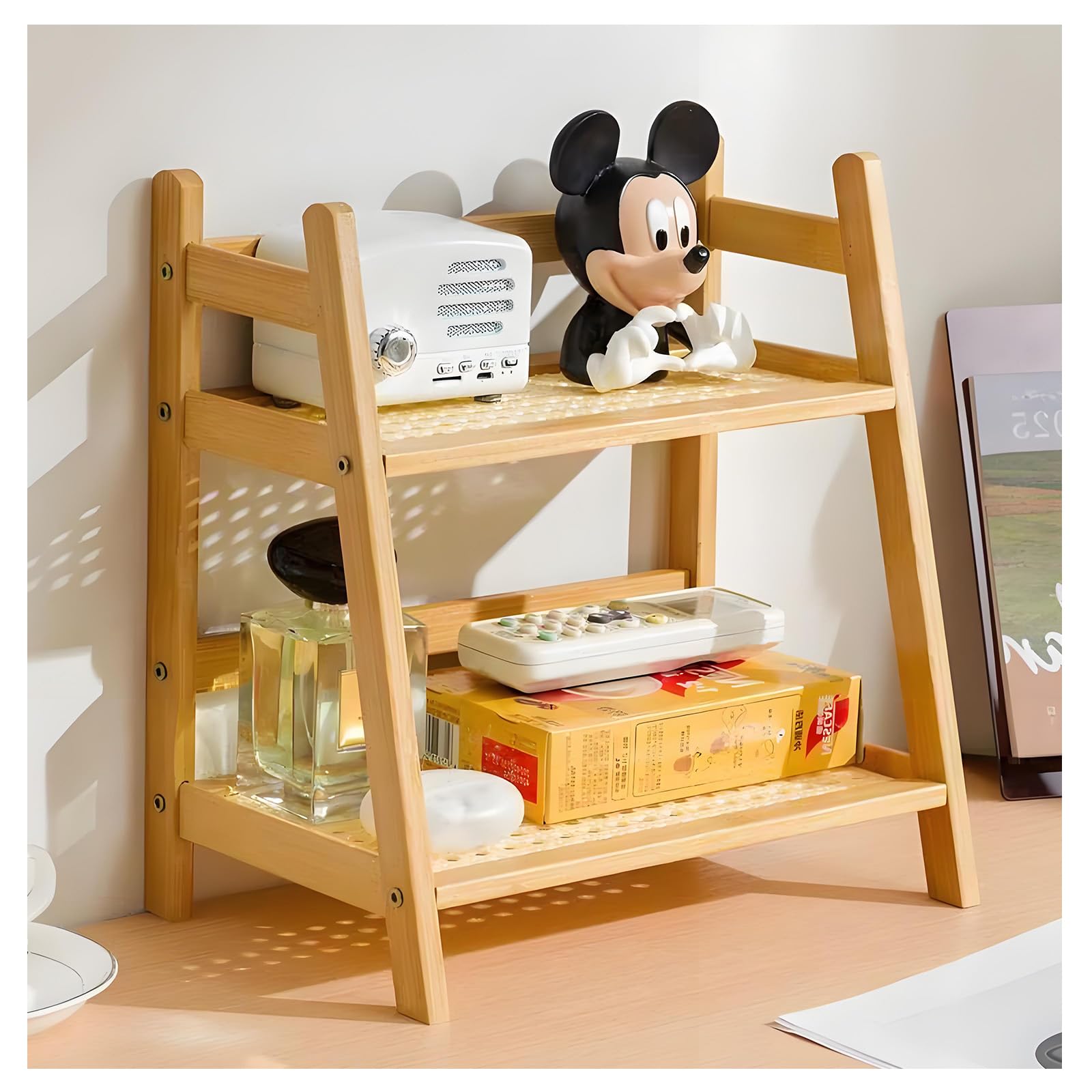 AIRCADIA Küchen Organizer 2 Tiers Bambus Nachahmung Rattanweberei Deko Küche,Gewürzregal Stehend Küche Aufbewahrung & Organisation Kaffeepads Aufbewahrung, Tee, Tassenhalter (Holz 27 * 18 * 29) Küche, Haushalt & Wohnen