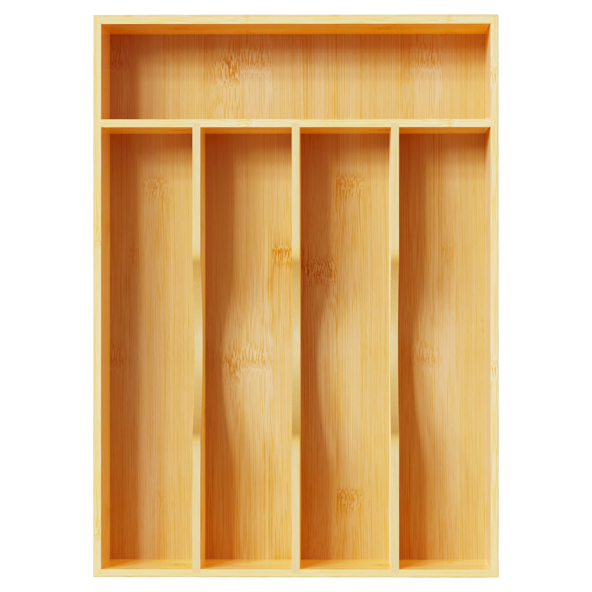 Greenual Organizador de cubiertos de 10 pulgadas, bandeja de cubiertos para cajones, cubiertos, organizador de cubiertos para cocina, madera de bambú